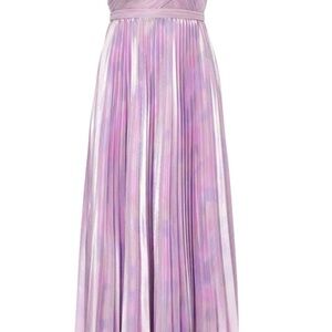 Ieena for Mac Duggal Lilac Purple Metalic Pleated Gown